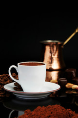 turkish coffee on the black background