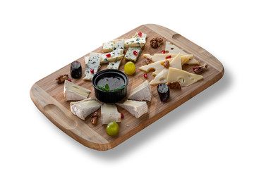 Cheese platter with grapes