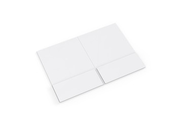 Blank white reinforced pocket folders on isolated white background, mock up template for design presentation. 3d illustration