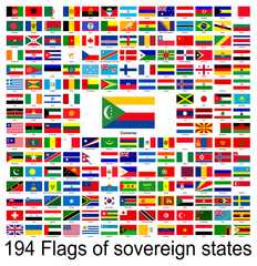 Comoros, collection of vector images of flags of the world
