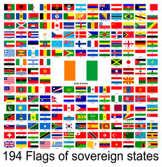 Cote d ivoire, collection of vector images of flags of the world