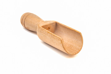 Tea wooden spoon isolated on white background.