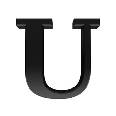U letter black sign 3d