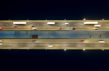 Rising drone shot reveals spectacular elevated highway, bridges, transportation