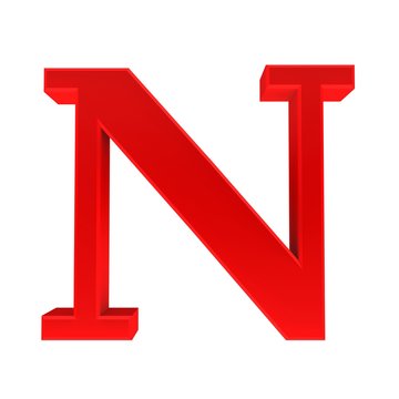 N Letter 3d Red Sign