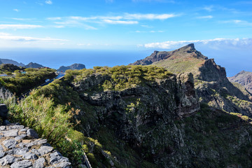 Fototapeta na wymiar Mountain winding road leading to the village of Masca, Tenerife, Spain