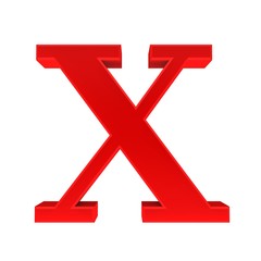 X letter red 3d sign