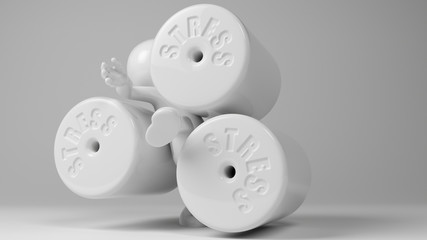 Figure is symbolically worn down from work - concept of stress - 3D Rendering