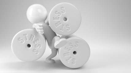 Figure is symbolically worn down from work - concept of stress - 3D Rendering