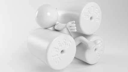 Figure is symbolically worn down from work - concept of stress - 3D Rendering