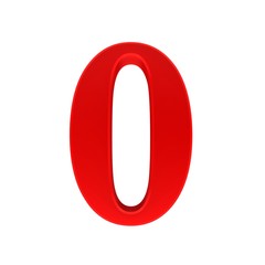 0 number red 3d zero sign