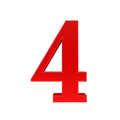 4 number red 3d four sign