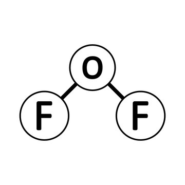 Oxygen difluoride molecule icon.