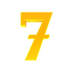 7 seven number 3d golden sign