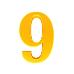 9 nine number 3d golden sign