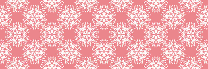 Fototapeta na wymiar Floral seamless pattern. White design on pink background
