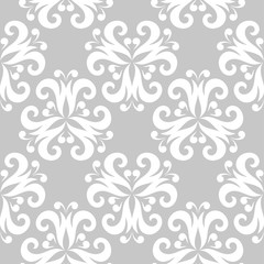Floral seamless pattern on gray background. White design