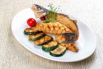 Dorada in crispy asian breading with fried zucchini