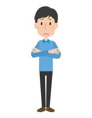 男性　全身　腕組み　表情　ポーズ 青年　お父さん