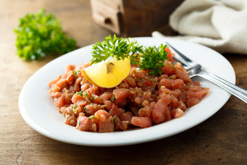 Homemade tuna tartare or ceviche