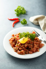 Homemade tuna tartare or ceviche
