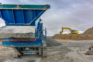 Machinery in a quarry working on stone extraction
