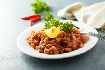 Homemade tuna tartare or ceviche
