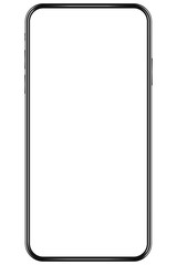 Realistic phone with blank white screen on white background 