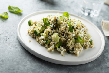 Quinoa salad with cucumber and mint