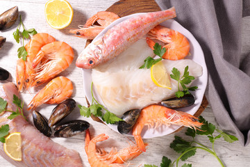 assorted of seafood, shrimp- mussel-fish