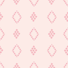 Vector pastel pink diamond shaped brick pattern background. Seamless geometric vector design. Irregular painterly effect. Great for wellness, summer, sport products, packaging, home decor, stationery