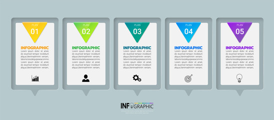 Colorful infographic template with five steps