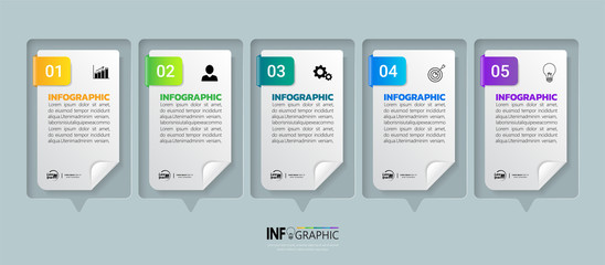 Obraz premium Colorful infographic template with five steps