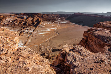 Top view of dry and salty moon valley