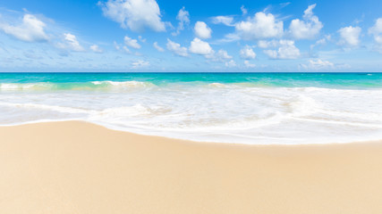 Exotic white sand andaman sea beach sky with cloud summer vacation concept