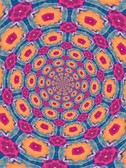 Colorful digital graphic kaleidoscope symmetry mandala style in laser light sunray trial pattern, Tie Dye , spiderweb art abstract background for art projects, banner, business,   card, 3D, template