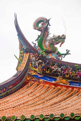 a dragon sculture of temple roof