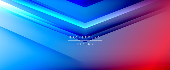 Arrow lines, technology digital template with shadows and lights on gradient background. Trendy simple fluid color gradient abstract background with dynamic straight shadow lines effect