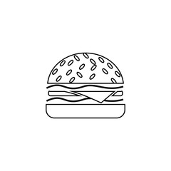 burger icon,line art burger illustration design template