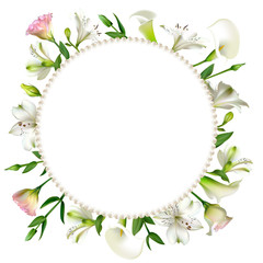 Flowers. Floral background. Eustoma. Lilies. White. Green. Leaves. Calla.