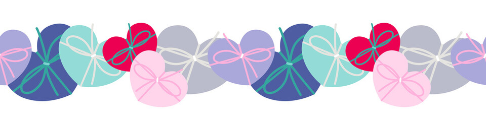Heart shape gift boxes seamless long border or banner for Valentines Day, mother's day or birthday