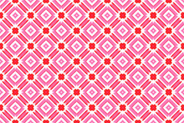 Watercolor seamless geometric pattern design illustration. Background texture. In red, pink, white colors.