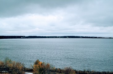 autumn river before the storm