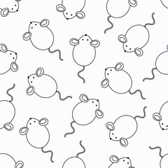Outline mouse seamless pattern. Vector childish background for fabric, textile, wrapping. Symbol Chinese New Year 2020. - 313830769