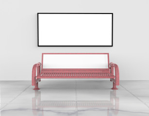 Street Bench Advertising Mock up isolated on a white background. 3d illustration