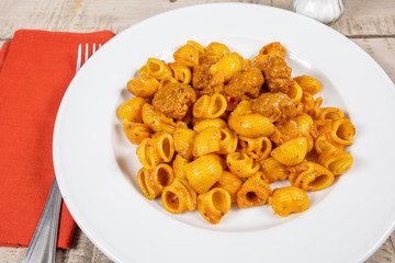 pasta with dumplings and tomato sauce