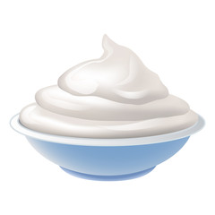 Yogurt bowl icon. Cartoon of yogurt bowl vector icon for web design isolated on white background