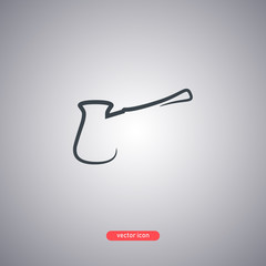 Cezve icon drawn by one line. 