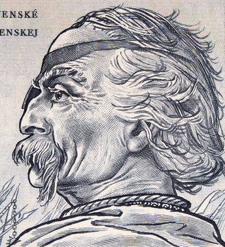 Jan Zizka (1360-1424) portrait on 25 Czech korun (1958). Czech national hero, great military leader and innovator.
