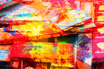 Bunte Holzbretter abstrakt, Frabfläche, Hintergrundbild, Textur